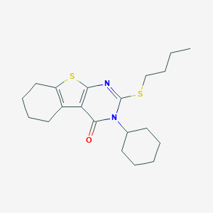 molecular formula C20H28N2OS2 B429676 2-(butylsulfanyl)-3-cyclohexyl-5,6,7,8-tetrahydro[1]benzothieno[2,3-d]pyrimidin-4(3H)-one CAS No. 331964-46-6