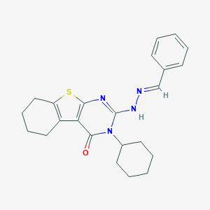 molecular formula C23H26N4OS B429677 Benzaldehyde (3-cyclohexyl-4-oxo-3,4,5,6,7,8-hexahydro[1]benzothieno[2,3-d]pyrimidin-2-yl)hydrazone CAS No. 316361-82-7