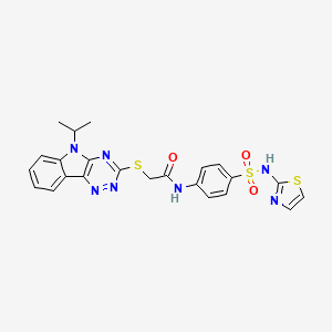 molecular formula C23H21N7O3S3 B4296777 2-[(5-isopropyl-5H-[1,2,4]triazino[5,6-b]indol-3-yl)thio]-N-{4-[(1,3-thiazol-2-ylamino)sulfonyl]phenyl}acetamide 