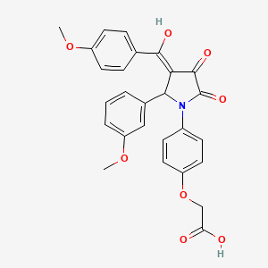 molecular formula C27H23NO8 B4296833 {4-[3-hydroxy-4-(4-methoxybenzoyl)-5-(3-methoxyphenyl)-2-oxo-2,5-dihydro-1H-pyrrol-1-yl]phenoxy}acetic acid 