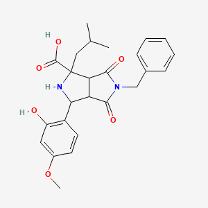 molecular formula C25H28N2O6 B4296865 5-benzyl-3-(2-hydroxy-4-methoxyphenyl)-1-isobutyl-4,6-dioxooctahydropyrrolo[3,4-c]pyrrole-1-carboxylic acid 