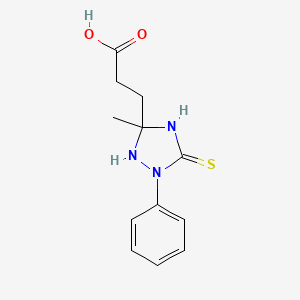 molecular formula C12H15N3O2S B4296876 3-(3-methyl-1-phenyl-5-thioxo-1,2,4-triazolidin-3-yl)propanoic acid 