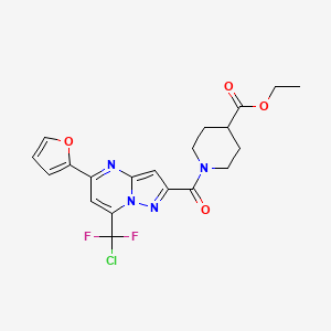 molecular formula C20H19ClF2N4O4 B4296892 ethyl 1-{[7-[chloro(difluoro)methyl]-5-(2-furyl)pyrazolo[1,5-a]pyrimidin-2-yl]carbonyl}piperidine-4-carboxylate 