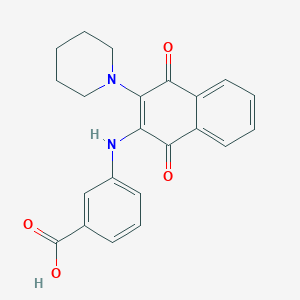 molecular formula C22H20N2O4 B4296938 3-[(1,4-dioxo-3-piperidin-1-yl-1,4-dihydronaphthalen-2-yl)amino]benzoic acid 