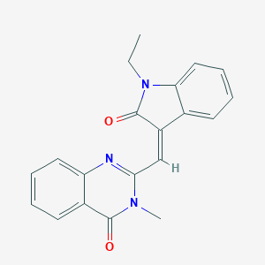 molecular formula C20H17N3O2 B429694 2-[(1-ethyl-2-oxo-1,2-dihydro-3H-indol-3-ylidene)methyl]-3-methyl-4(3H)-quinazolinone CAS No. 352656-78-1