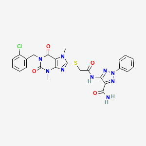 molecular formula C25H22ClN9O4S B4296954 5-[({[1-(2-chlorobenzyl)-3,7-dimethyl-2,6-dioxo-2,3,6,7-tetrahydro-1H-purin-8-yl]thio}acetyl)amino]-2-phenyl-2H-1,2,3-triazole-4-carboxamide 