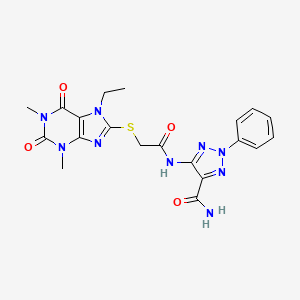 molecular formula C20H21N9O4S B4296957 5-({[(7-ethyl-1,3-dimethyl-2,6-dioxo-2,3,6,7-tetrahydro-1H-purin-8-yl)thio]acetyl}amino)-2-phenyl-2H-1,2,3-triazole-4-carboxamide 