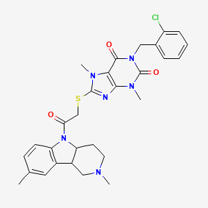 molecular formula C29H31ClN6O3S B4296977 1-(2-chlorobenzyl)-8-{[2-(2,8-dimethyl-1,2,3,4,4a,9b-hexahydro-5H-pyrido[4,3-b]indol-5-yl)-2-oxoethyl]thio}-3,7-dimethyl-3,7-dihydro-1H-purine-2,6-dione 