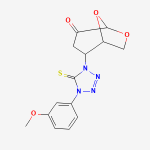 2-[4-(3-methoxyphenyl)-5-thioxo-4,5-dihydro-1H-tetrazol-1-yl]-6,8-dioxabicyclo[3.2.1]octan-4-one