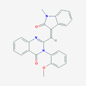 molecular formula C25H19N3O3 B429701 3-(2-methoxyphenyl)-2-[(1-methyl-2-oxo-1,2-dihydro-3H-indol-3-ylidene)methyl]-4(3H)-quinazolinone CAS No. 364382-94-5