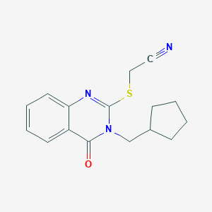 {[3-(Cyclopentylmethyl)-4-oxo-3,4-dihydro-2-quinazolinyl]sulfanyl}acetonitrile