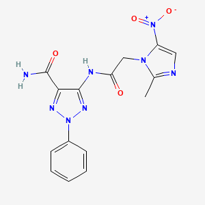 5-{[(2-methyl-5-nitro-1H-imidazol-1-yl)acetyl]amino}-2-phenyl-2H-1,2,3-triazole-4-carboxamide