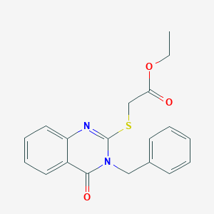 molecular formula C19H18N2O3S B429714 Ethyl 2-(3-benzyl-4-oxoquinazolin-2-yl)sulfanylacetate CAS No. 28831-44-9