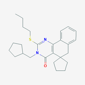 molecular formula C26H34N2OS B429717 2-butylsulfanyl-3-(cyclopentylmethyl)spiro[6H-benzo[h]quinazoline-5,1'-cyclopentane]-4-one CAS No. 337496-66-9
