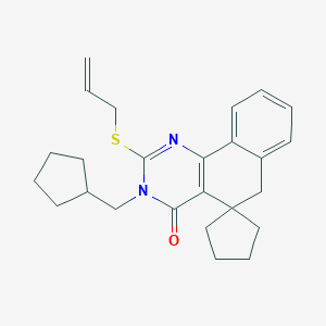 molecular formula C25H30N2OS B429719 3-(cyclopentylmethyl)-2-prop-2-enylsulfanylspiro[6H-benzo[h]quinazoline-5,1'-cyclopentane]-4-one CAS No. 337496-69-2