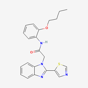 molecular formula C22H22N4O2S B4297197 N-(2-butoxyphenyl)-2-[2-(1,3-thiazol-5-yl)-1H-benzimidazol-1-yl]acetamide 