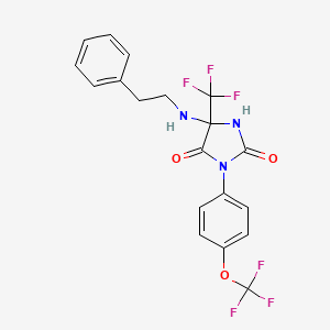 molecular formula C19H15F6N3O3 B4297204 5-[(2-phenylethyl)amino]-3-[4-(trifluoromethoxy)phenyl]-5-(trifluoromethyl)imidazolidine-2,4-dione 