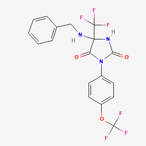 molecular formula C18H13F6N3O3 B4297211 5-(benzylamino)-3-[4-(trifluoromethoxy)phenyl]-5-(trifluoromethyl)imidazolidine-2,4-dione 