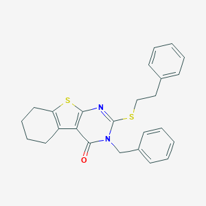 molecular formula C25H24N2OS2 B429722 3-benzyl-2-[(2-phenylethyl)sulfanyl]-5,6,7,8-tetrahydro[1]benzothieno[2,3-d]pyrimidin-4(3H)-one 