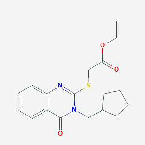 molecular formula C18H22N2O3S B429723 Ethyl 2-[3-(cyclopentylmethyl)-4-oxoquinazolin-2-yl]sulfanylacetate CAS No. 331972-06-6