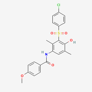 N-{3-[(4-chlorophenyl)sulfonyl]-4-hydroxy-2,5-dimethylphenyl}-4-methoxybenzamide