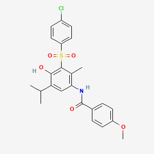 N-{3-[(4-chlorophenyl)sulfonyl]-4-hydroxy-5-isopropyl-2-methylphenyl}-4-methoxybenzamide