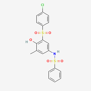 molecular formula C19H16ClNO5S2 B4297297 N-{3-[(4-chlorophenyl)sulfonyl]-4-hydroxy-5-methylphenyl}benzenesulfonamide 