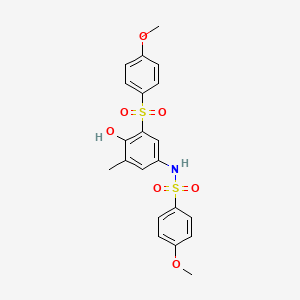 molecular formula C21H21NO7S2 B4297306 N-{4-hydroxy-3-[(4-methoxyphenyl)sulfonyl]-5-methylphenyl}-4-methoxybenzenesulfonamide 
