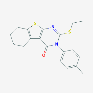 molecular formula C19H20N2OS2 B429732 2-(ethylsulfanyl)-3-(4-methylphenyl)-5,6,7,8-tetrahydro[1]benzothieno[2,3-d]pyrimidin-4(3H)-one CAS No. 337348-91-1