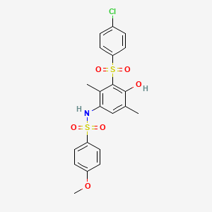 molecular formula C21H20ClNO6S2 B4297322 N-{3-[(4-chlorophenyl)sulfonyl]-4-hydroxy-2,5-dimethylphenyl}-4-methoxybenzenesulfonamide 