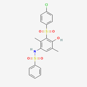 molecular formula C20H18ClNO5S2 B4297330 N-{3-[(4-chlorophenyl)sulfonyl]-4-hydroxy-2,5-dimethylphenyl}benzenesulfonamide 