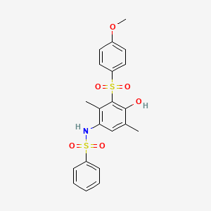 molecular formula C21H21NO6S2 B4297331 N-{4-hydroxy-3-[(4-methoxyphenyl)sulfonyl]-2,5-dimethylphenyl}benzenesulfonamide 
