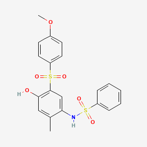 molecular formula C20H19NO6S2 B4297368 N-{4-hydroxy-5-[(4-methoxyphenyl)sulfonyl]-2-methylphenyl}benzenesulfonamide 