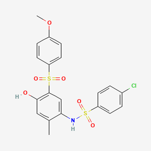 molecular formula C20H18ClNO6S2 B4297382 4-chloro-N-{4-hydroxy-5-[(4-methoxyphenyl)sulfonyl]-2-methylphenyl}benzenesulfonamide 