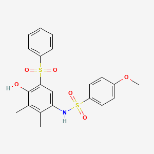 molecular formula C21H21NO6S2 B4297390 N-[4-hydroxy-2,3-dimethyl-5-(phenylsulfonyl)phenyl]-4-methoxybenzenesulfonamide 