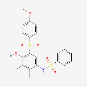 molecular formula C21H21NO6S2 B4297403 N-{4-hydroxy-5-[(4-methoxyphenyl)sulfonyl]-2,3-dimethylphenyl}benzenesulfonamide 