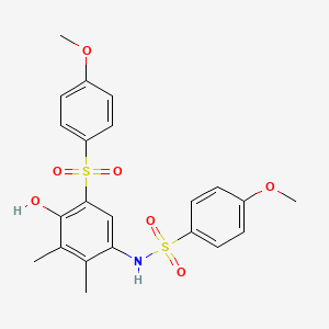 molecular formula C22H23NO7S2 B4297409 N-{4-hydroxy-5-[(4-methoxyphenyl)sulfonyl]-2,3-dimethylphenyl}-4-methoxybenzenesulfonamide 