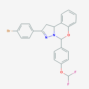 molecular formula C23H17BrF2N2O2 B429741 2-(4-Bromophenyl)-5-[4-(difluoromethoxy)phenyl]-1,10b-dihydropyrazolo[1,5-c][1,3]benzoxazine 