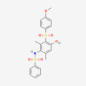 molecular formula C21H21NO6S2 B4297423 N-{4-hydroxy-3-[(4-methoxyphenyl)sulfonyl]-2,6-dimethylphenyl}benzenesulfonamide 