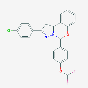 molecular formula C23H17ClF2N2O2 B429743 2-(4-Chlorophenyl)-5-[4-(difluoromethoxy)phenyl]-1,10b-dihydropyrazolo[1,5-c][1,3]benzoxazine 