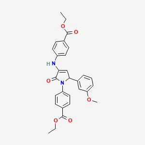 molecular formula C29H28N2O6 B4297480 ethyl 4-[3-{[4-(ethoxycarbonyl)phenyl]amino}-5-(3-methoxyphenyl)-2-oxo-2,5-dihydro-1H-pyrrol-1-yl]benzoate 
