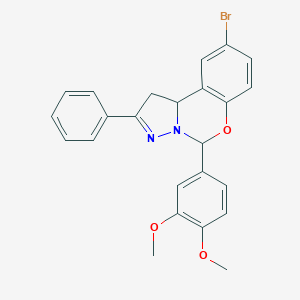 molecular formula C24H21BrN2O3 B429749 9-Bromo-5-(3,4-dimethoxyphenyl)-2-phenyl-1,10b-dihydropyrazolo[1,5-c][1,3]benzoxazine 