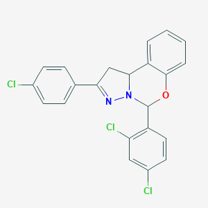 molecular formula C22H15Cl3N2O B429750 2-(4-Chlorophenyl)-5-(2,4-dichlorophenyl)-1,10b-dihydropyrazolo[1,5-c][1,3]benzoxazine 