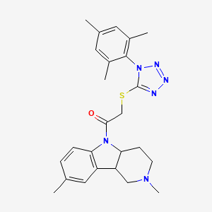molecular formula C25H30N6OS B4297501 5-{[(1-mesityl-1H-tetrazol-5-yl)thio]acetyl}-2,8-dimethyl-2,3,4,4a,5,9b-hexahydro-1H-pyrido[4,3-b]indole 