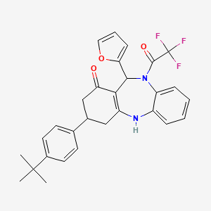 molecular formula C29H27F3N2O3 B4297510 3-(4-tert-butylphenyl)-11-(2-furyl)-10-(trifluoroacetyl)-2,3,4,5,10,11-hexahydro-1H-dibenzo[b,e][1,4]diazepin-1-one 