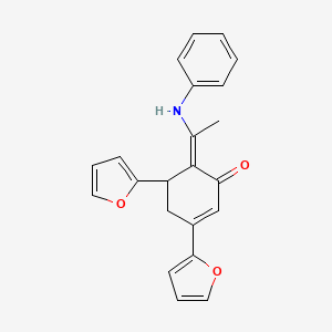 molecular formula C22H19NO3 B4297550 3,5-di-2-furyl-2-(N-phenylethanimidoyl)cyclohexa-1,5-dien-1-ol 