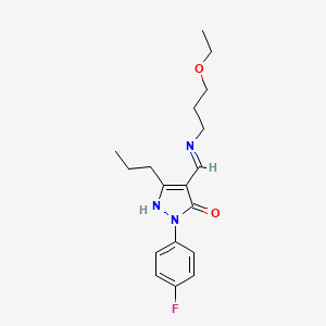 molecular formula C18H24FN3O2 B4297587 4-{[(3-ethoxypropyl)amino]methylene}-2-(4-fluorophenyl)-5-propyl-2,4-dihydro-3H-pyrazol-3-one 