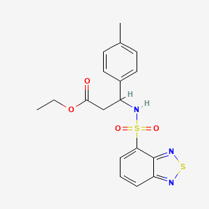 molecular formula C18H19N3O4S2 B4297601 ethyl 3-[(2,1,3-benzothiadiazol-4-ylsulfonyl)amino]-3-(4-methylphenyl)propanoate 