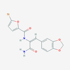 molecular formula C15H11BrN2O5 B429763 N-[1-(aminocarbonyl)-2-(1,3-benzodioxol-5-yl)vinyl]-5-bromo-2-furamide 