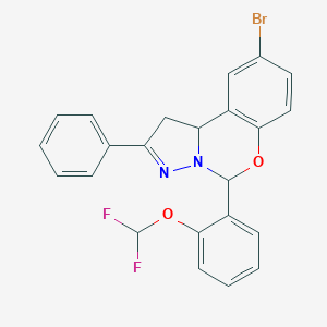 molecular formula C23H17BrF2N2O2 B429764 9-bromo-5-[2-(difluoromethoxy)phenyl]-2-phenyl-5,10b-dihydro-1H-pyrazolo[1,5-c][1,3]benzoxazine 